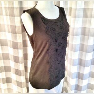 Talbots Black Sleeveless Scoop-neck She’ll with Eyelet Appliqué